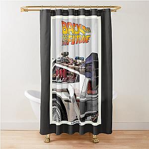 Back to the future Delorean vintage poster Shower Curtain