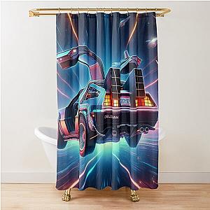 Delorean Back to the Future Fan Art Shower Curtain