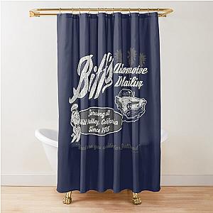 Biff's Auto Detail Back to the Future Worn Out (© UCS LLC and Amblin) Shower Curtain