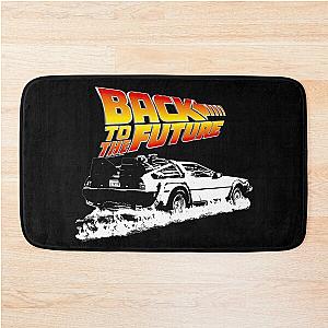 Back to the Future - DeLorean Fire Tracks White Stencil Fan Art Bath Mat