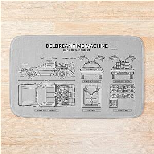 DeLorean Time Machine - Back To The Future (White Stencil - No Background) Bath Mat