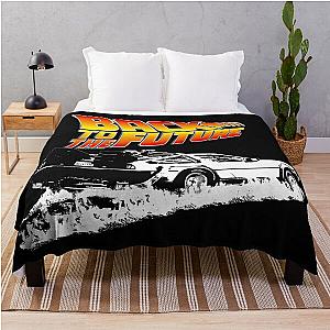 Back to the Future - DeLorean Fire Tracks White Stencil Fan Art Throw Blanket