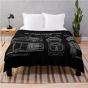 DeLorean Time Machine - Back To The Future (White Stencil - No Background) Throw Blanket