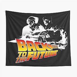 Back to the Future - DeLorean Fire Tracks, Marty and Doc Stencil Fan Art Tapestry