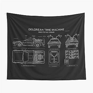 DeLorean Time Machine - Back To The Future (White Stencil - No Background) Tapestry