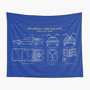 DeLorean Time Machine - Back To The Future (Blueprint) Tapestry