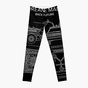 DeLorean Time Machine - Back To The Future (White Stencil - No Background) Leggings