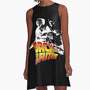 Back to the Future - DeLorean Fire Tracks, Marty and Doc Stencil Fan Art A-Line Dress