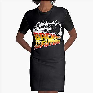 Back to the Future - DeLorean White Stencil Fan Art Graphic T-Shirt Dress