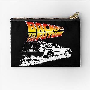 Back to the Future - DeLorean Fire Tracks White Stencil Fan Art Zipper Pouch