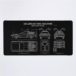 DeLorean Time Machine - Back To The Future (White Stencil - No Background) Desk Mat