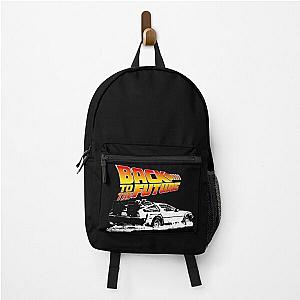 Back to the Future - DeLorean Fire Tracks White Stencil Fan Art Backpack