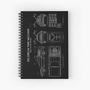 DeLorean Time Machine - Back To The Future (White Stencil - No Background) Spiral Notebook