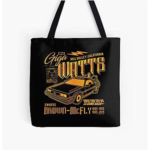 Giga Watts Garage Back to the Future DeLorean Car (© UCS LLC and Amblin) All Over Print Tote Bag