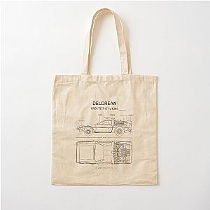 DeLorean Time Machine - Back To The Future (White Stencil - No Background) Cotton Tote Bag