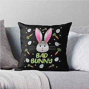 Bad Bunny Easter Little Rabbit Egg Hunt Funny Bunny Face Throw Pillow