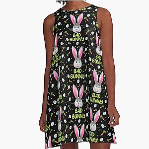 Bad Bunny Easter Little Rabbit Egg Hunt Funny Bunny Face A-Line Dress