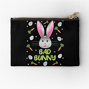 Bad Bunny Easter Little Rabbit Egg Hunt Funny Bunny Face Zipper Pouch