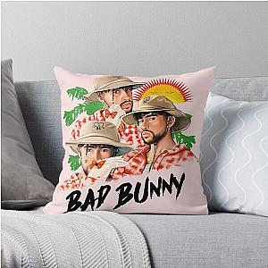 Bad Bunny in Panama hat Un Verano Sin Ti Fan Art Throw Pillow