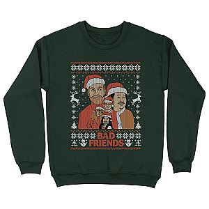 Bad Friends Family Holiday Crewneck Green Sweatshirt