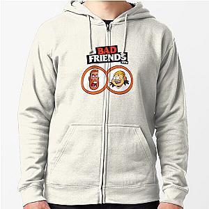 Bad Friends Jackets - Bad Friends Podcast Logo Printed Zipped Hoodie