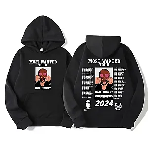 Bad Bunny Hoodie - 2024 Bad Bunny New Album Most Wanted Tour Hoodie Streetwear