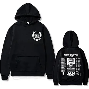 Bad Bunny Hoodie - Hip Hop Rapper Bad Bunny 2024 Most Wanted Tour Hoodie