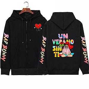 Bad Bunny Un Verano Sin Ti Print Pullover Zipper Hoodies