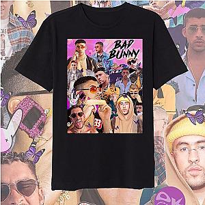 Bad Bunny T-shirts - Bad Bunny Rapper Graphic Collage Vintage T-shirt