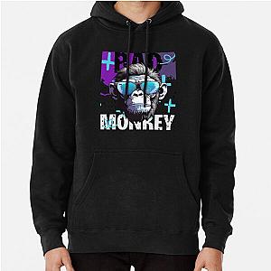 Black Purple Bold Monkey Pullover Hoodie