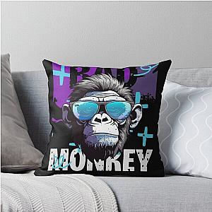 Purple Bold Illustrative Blue Monkey Throw Pillow