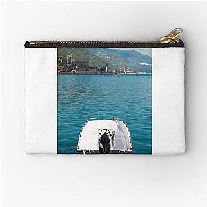 Boat in Bakar Harbour Zipper Pouch