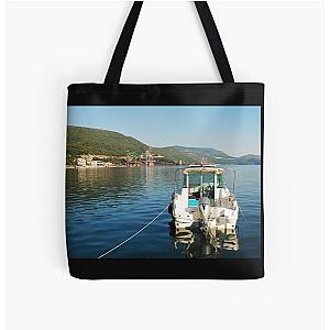 Boat in Bakar Harbour All Over Print Tote Bag