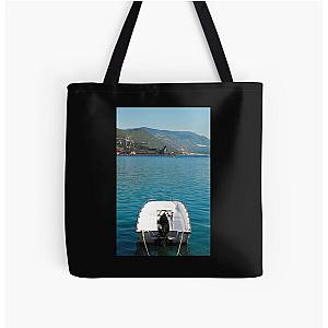 Boat in Bakar Harbour All Over Print Tote Bag