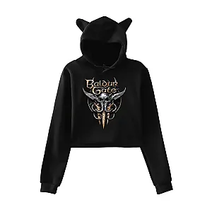 Baldurs Gate 3 Game Cat Ears Crop Top Hoodie for Teen