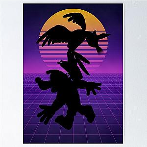 Retro Synthwave Banjo Kazooie Silhouette Poster Poster