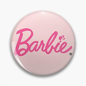 Barbie Logo with Pastel Pink Background Pin