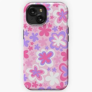 barbie pastel pink big cute florals barbiecore flowers super retro groovy 60s 70s y2k 2000s iPhone Tough Case