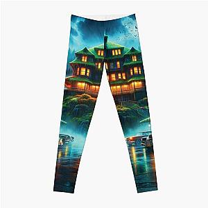 Ghostly Bates Motel Leggings