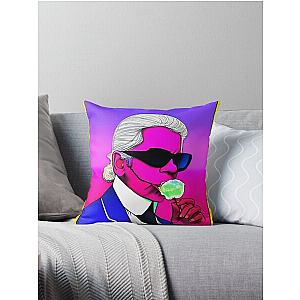 Karl Lagerfeld eats cotton candy Throw Pillow