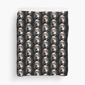 Karl Lagerfeld with cat fashion illustration Duvet Cover