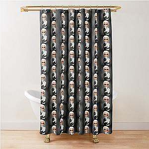 Karl Lagerfeld with cat fashion illustration Shower Curtain