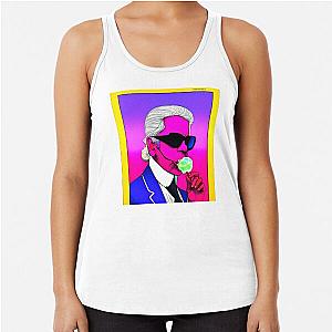 Karl Lagerfeld eats cotton candy Racerback Tank Top