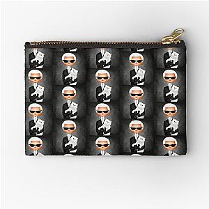 Karl Lagerfeld with cat fashion illustration Zipper Pouch