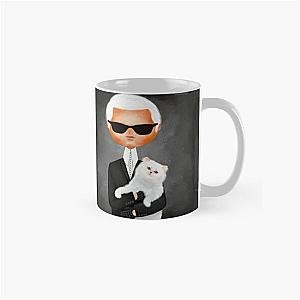 Karl Lagerfeld with cat fashion illustration Classic Mug