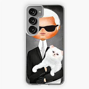 Karl Lagerfeld with cat fashion illustration Samsung Galaxy Soft Case