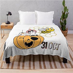 halloween pumpkin bee and puppycat  Throw Blanket RB1807