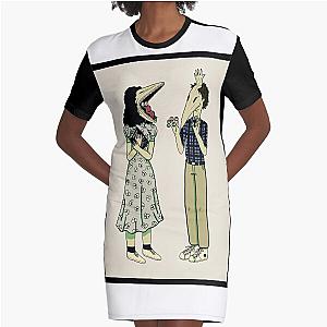 Beetlejuice Couple Barbara and Adam Maitland Coloured Print Graphic T-Shirt Dress