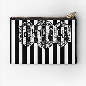 Black and White Beetlejuice Wallpaper Zipper Pouch