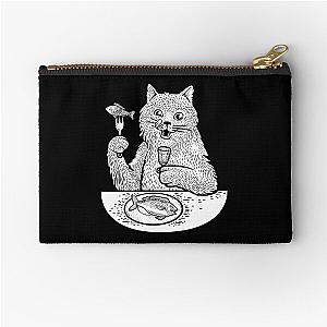 Behemoth cat sketch. White Zipper Pouch